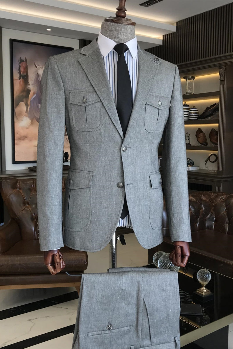 Modern Light Gray Formal Slim Fit Suits For Men – Suitfitpro