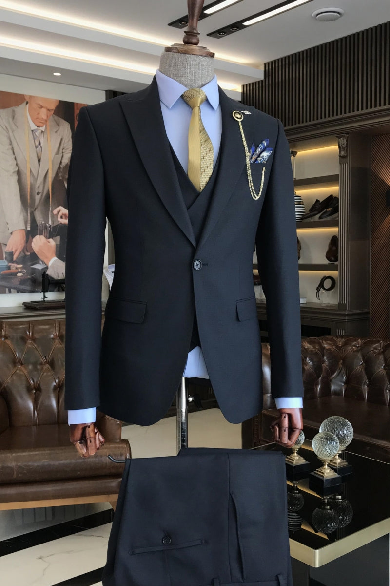 Classic Black Bespoke Close Fitting Formal Suits For Men – Suitfitpro